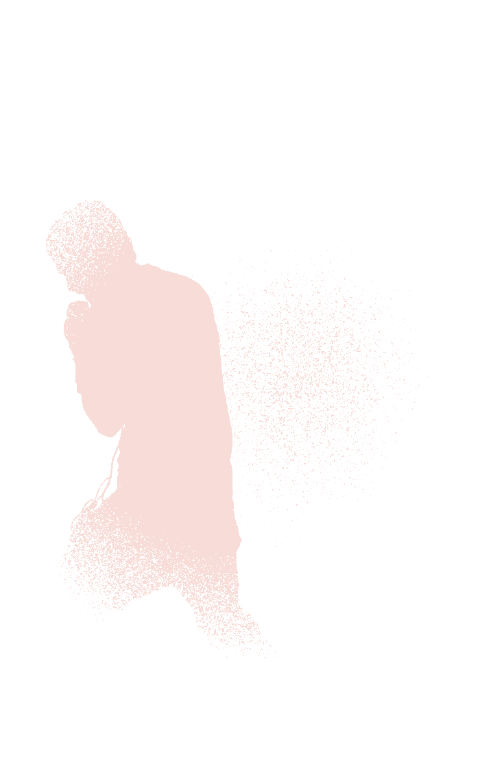 Sprayed silhouette of a model walking